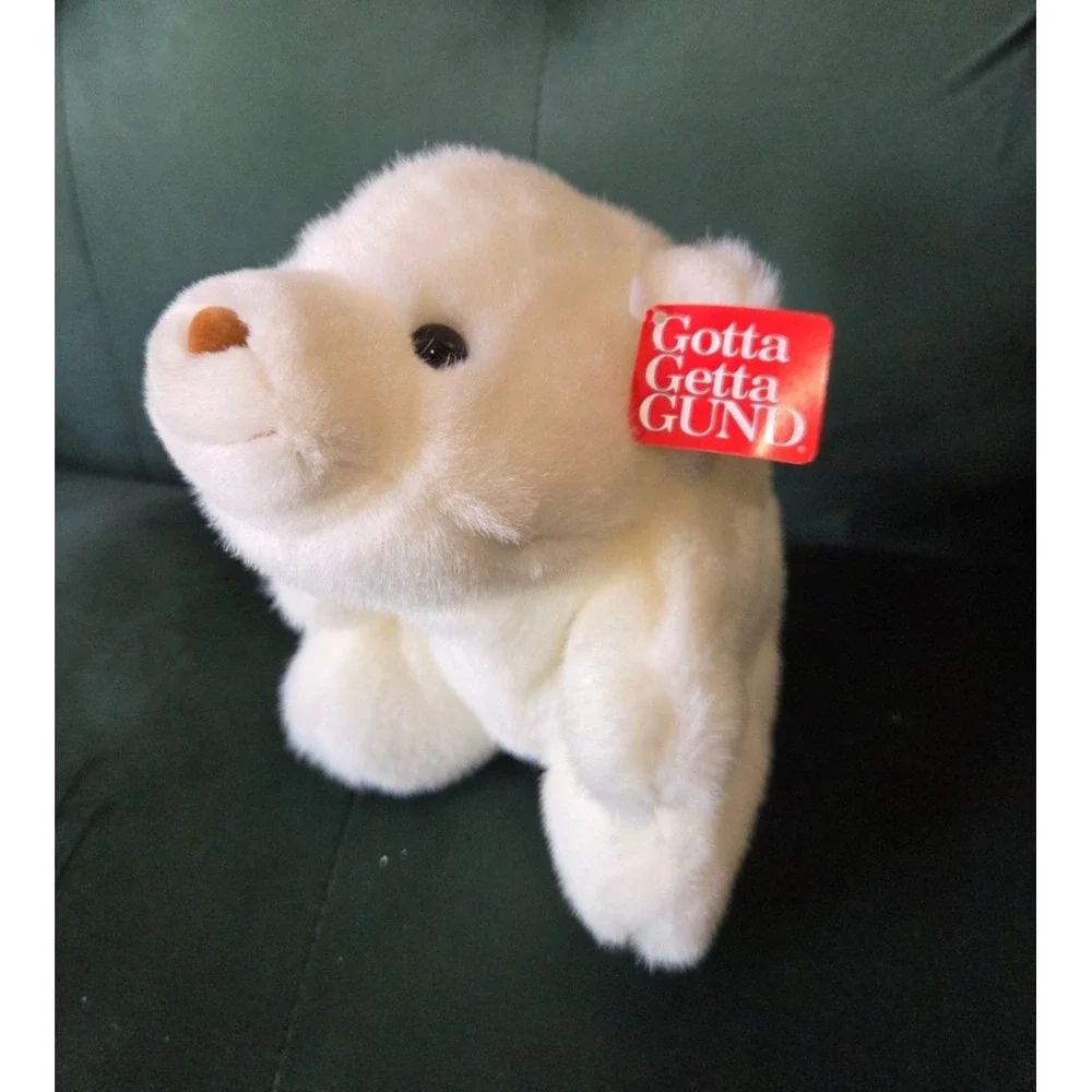 NWT Vintage 80s Gund White Snuffles Polar Bear Plush #40814 Stuffed Animal 8''